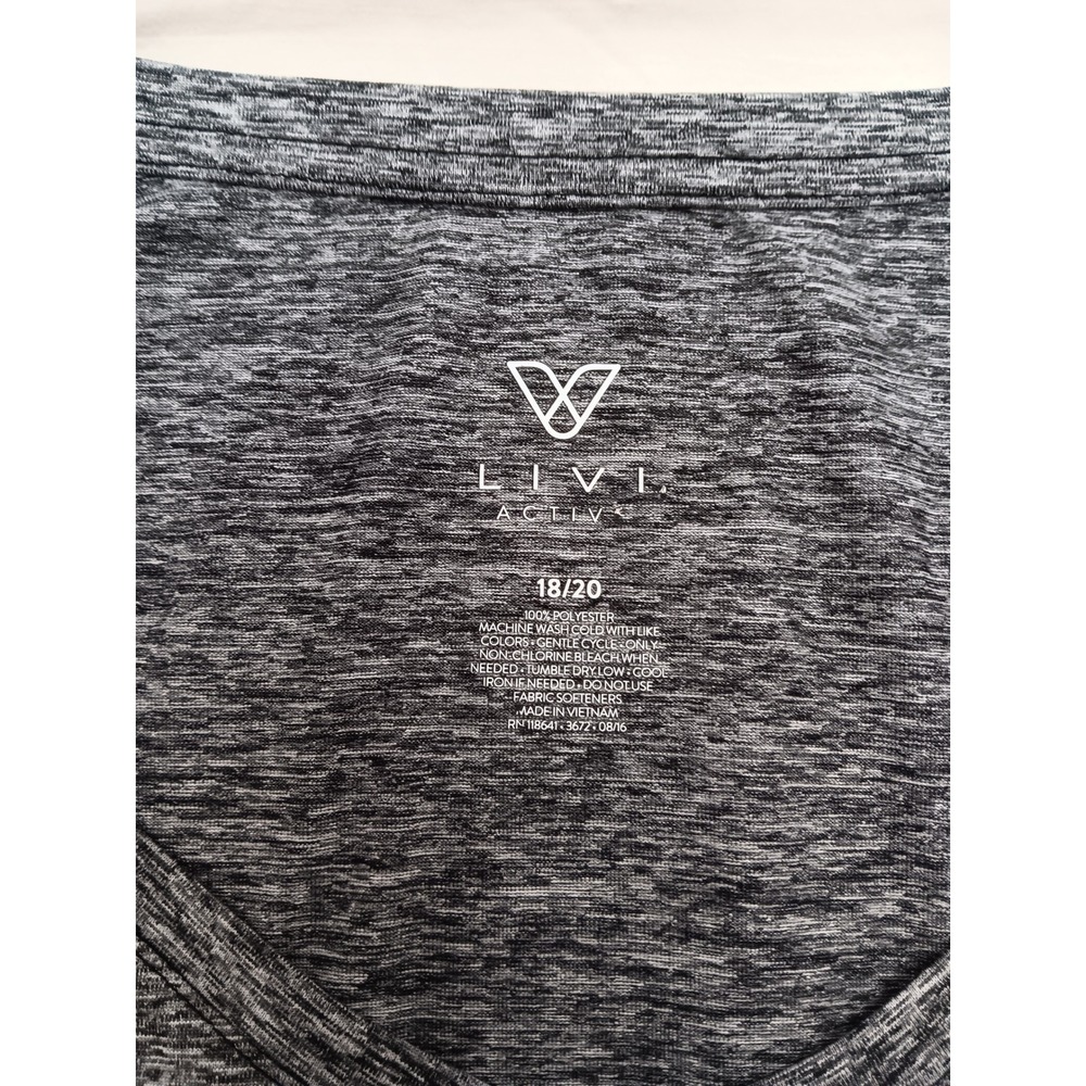 LIVI ACTIVE Women's Grey Heather V Neck Short Sleeve Athletic T Shirt Size 18/20 - Picture 5 of 7